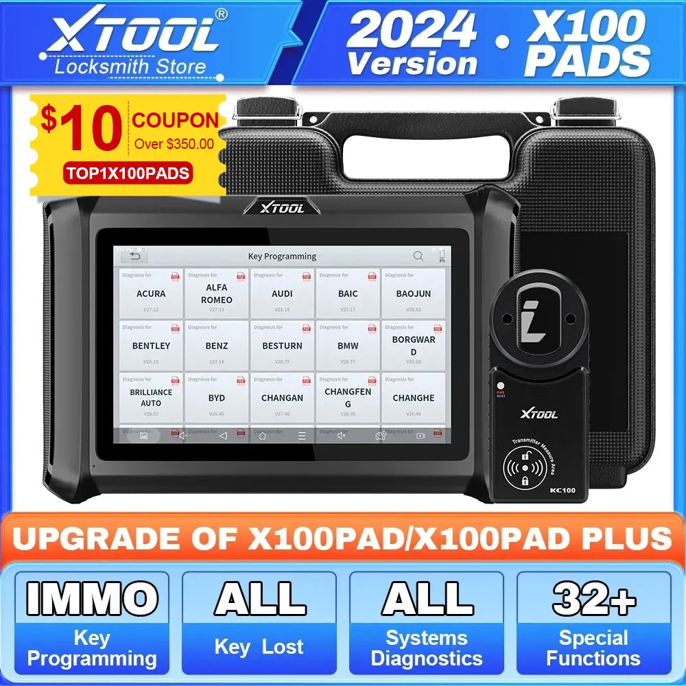 2024 XTOOL X100 PADS IMMO Key Programming Tool All Key Lost OBD2 All System Diagnostic Scaner Upgrade of X100PAD X100PAD2 EEPROM