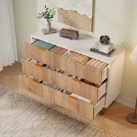 Комод с 6 ящиками, комод, шкаф для хранения вещей, сервант, современный, шкаф, для спальни, прихожей, гостиной, 100х34х73 см, белый + цвет натурального дерева — изображение 6