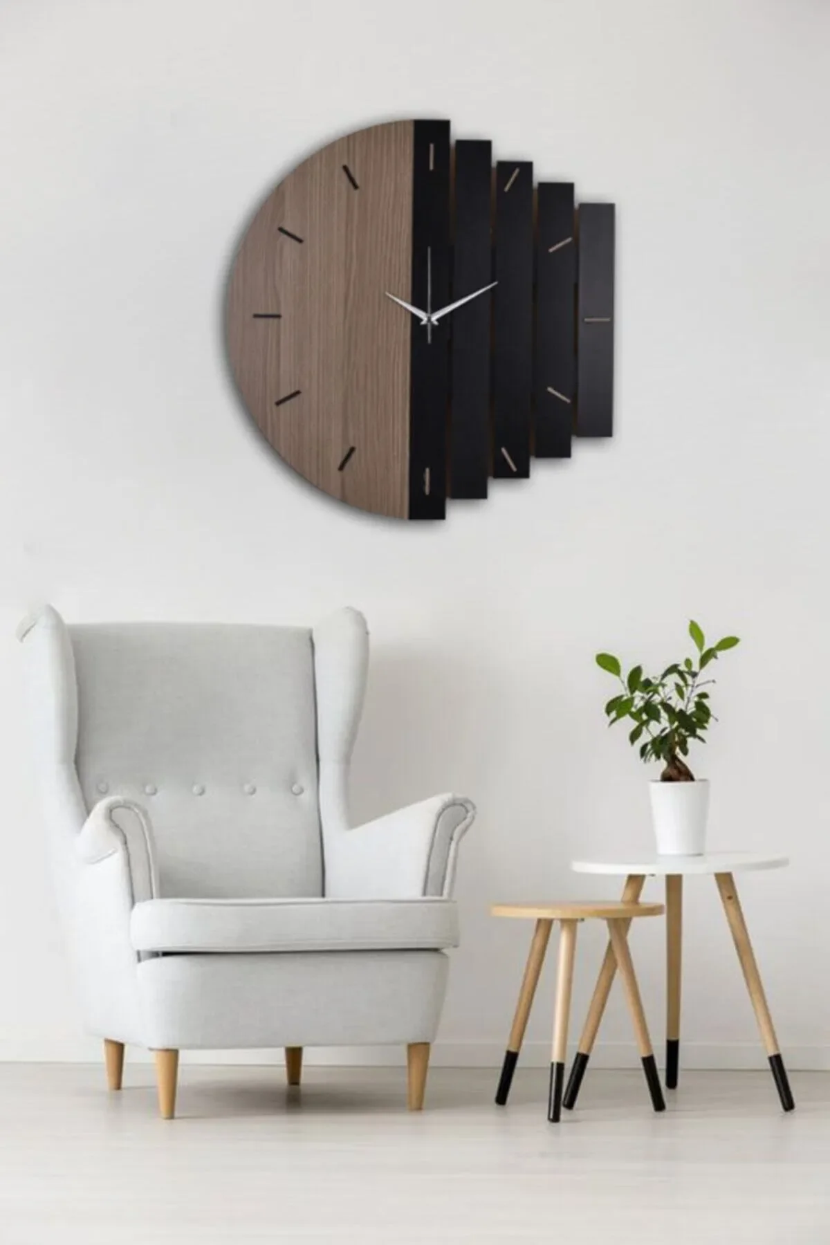 

Wood Laser Cut Grey Wall Clock 50 Cm-Rhythm Design Wall Clock Home and Room Decor Different Colors Wall Clocks