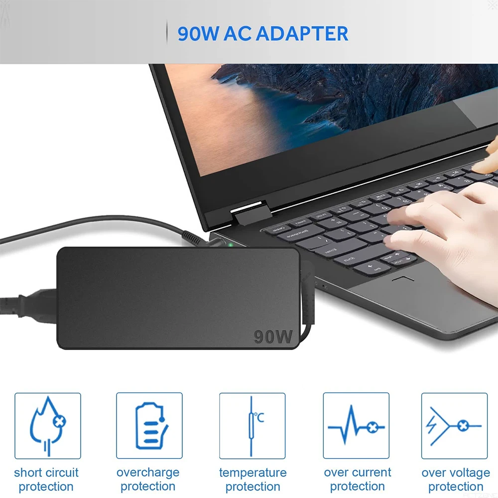 90W 20V USB-C AC Charger Laptop Adapter For HP Specter X360 Dell TDK33 Lenovo ThinkPad T480 T480s T580 T580s IdePad_voghion.com