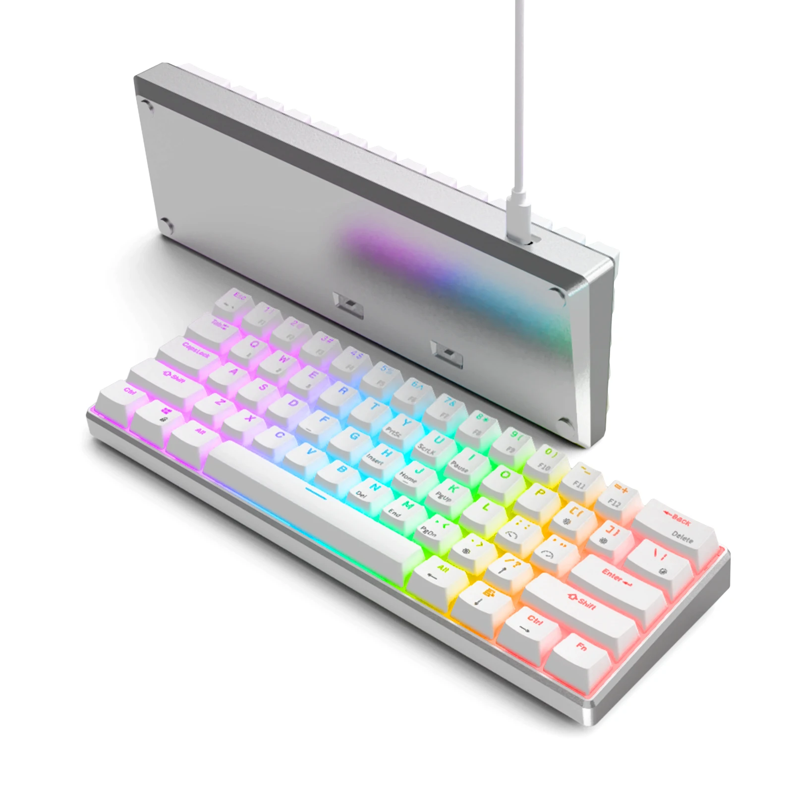 

Механическая клавиатура Royal Kludge RK61 Pro RGB с горячей заменой, беспроводная/Проводная игровая клавиатура Gateron с Bluetooth и чехлом с ЧПУ