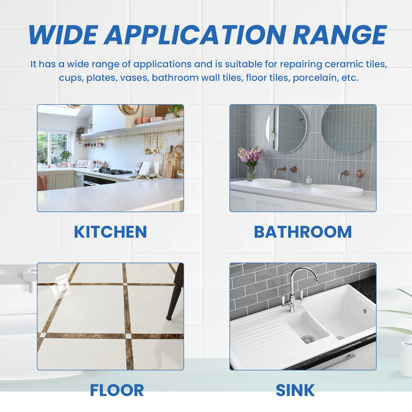 Jaysuing Ceramic Tile Repair Adhesive for Bathtub Furnitute Strong Sealing Quick Drying Dustproof Waterproof Ceramic Repair Glue