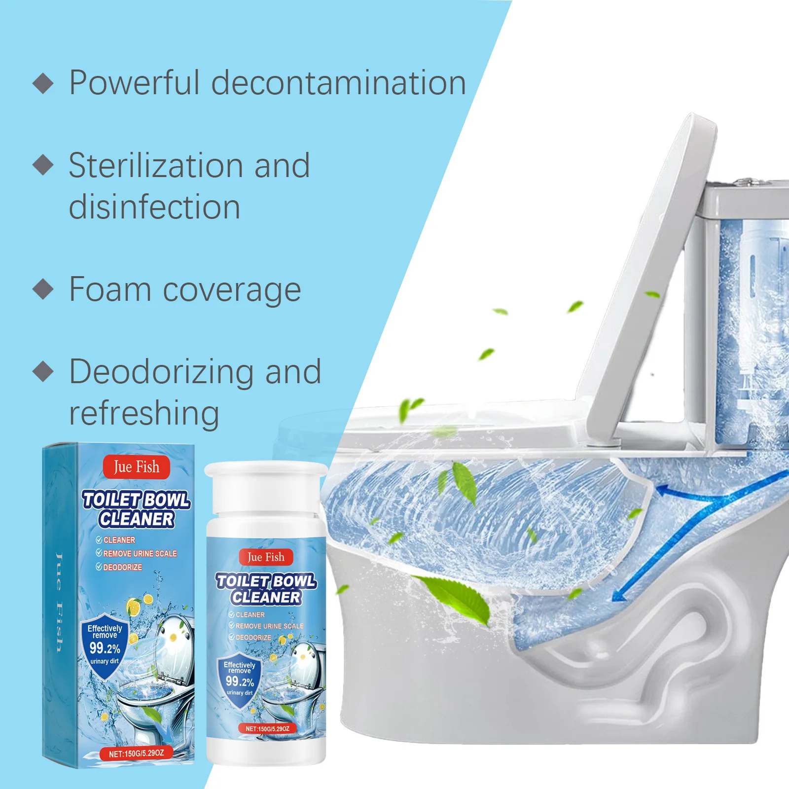 Jue Fish 150g Foam Toilet Cleaner Bathroom Deodorizing Descaling Remove Urine Dirt Stain Odor Fresh Smell Clean Blockage Powder