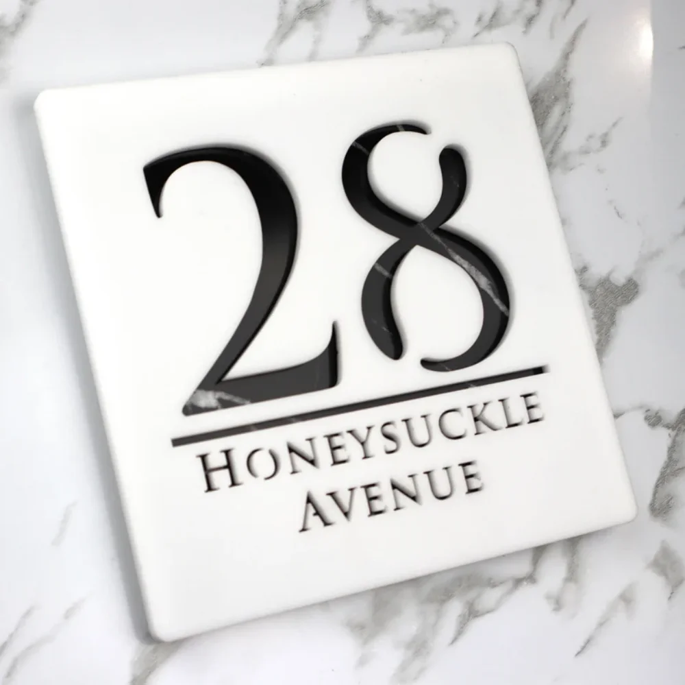 House Number Signs Custom Exterior House Number Plate Personalized Laser Cut 3D Acrylic Letter Door Sign Modern Floating Outdoor Street Family Name