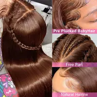 13x4 chocolat brun droite dentelle avant perruques cheveux humains 13x6 Transparent HD dentelle frontale perruque pré plumée brun sans colle perruques 3