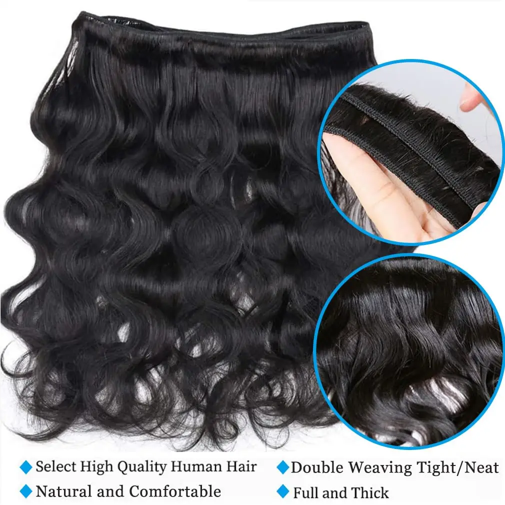 12A Human Hair 3 Bundles with 13x4 Lace Frontal (28 30 32+20) Body Wave Human Hair 100% Unprocessed Brazilian Bundles