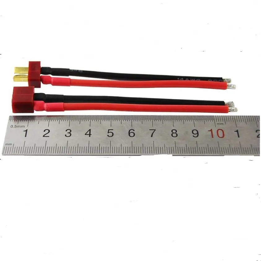 딘 울트라 피그 테일 케이블 T 플러그 커넥터, 남성 및 여성 10cm 14 AWG 소프트 실리콘 와이어 RC 취미 쿼드콥터 리포 배터리용