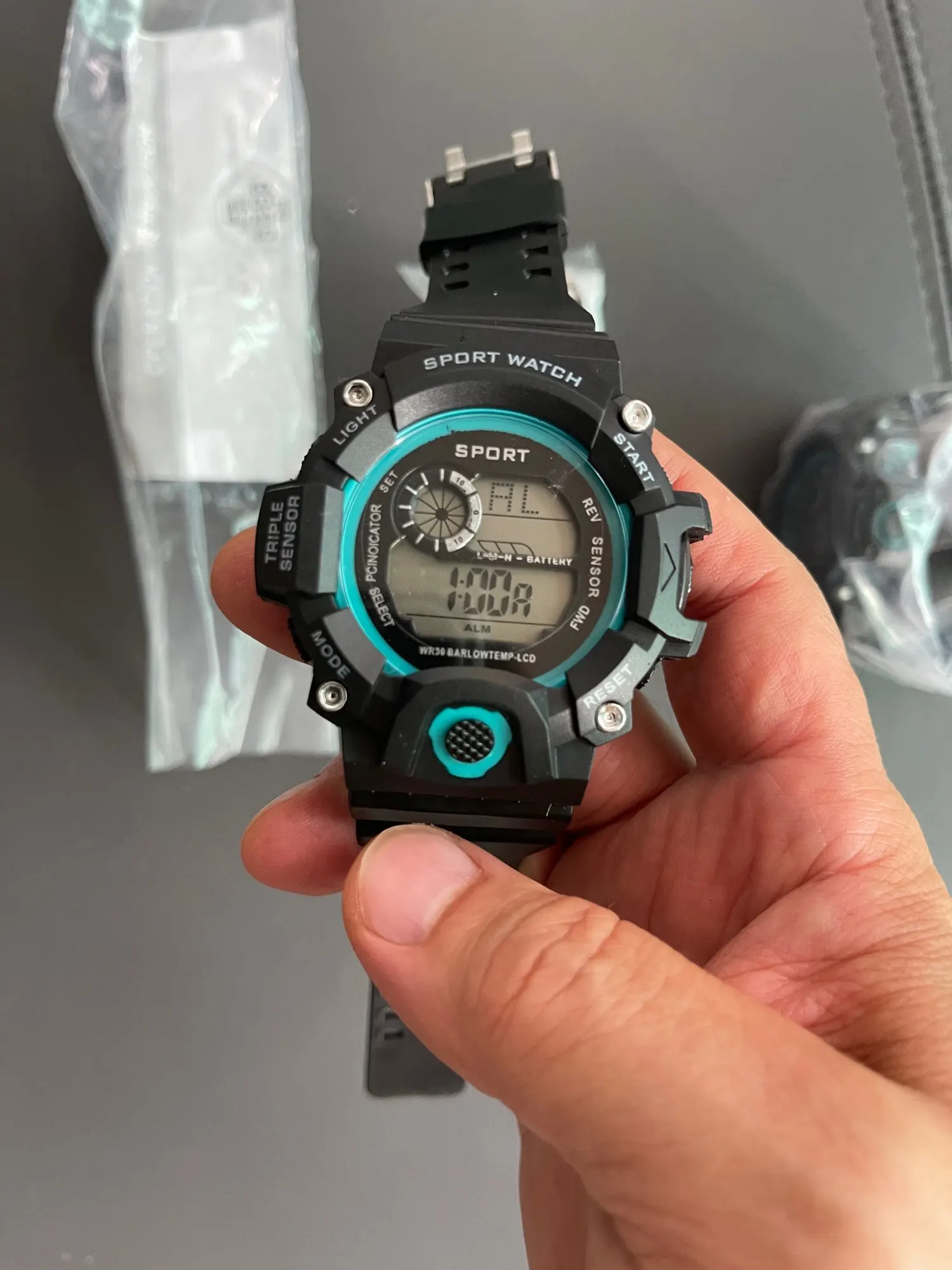Fashion Men's Watch Sports Electronic Wristwatch Large dial Multifunctional Waterproof Luminous Alarm Kids Male's Military Watch