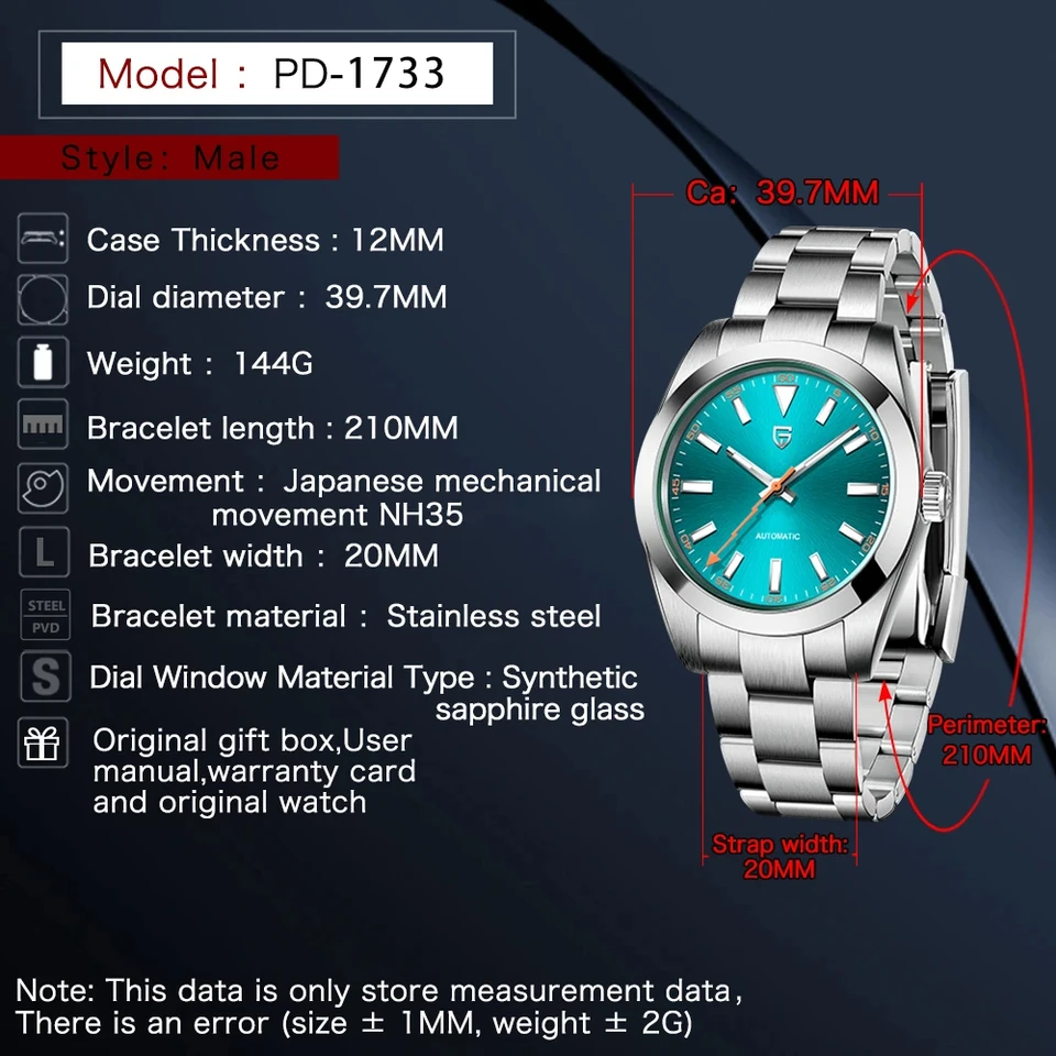 Montre Mécanique Pour Homme Pagani Design UCO V3 - Boîtier Saphir - Neuf Avec étiquettes