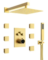 EVERSTEIN Luxury 12 Inch Thermostatic Shower Head System Wall Mount Rainfall Shower Faucet Set with Konb Diverter & Massage Jets 2