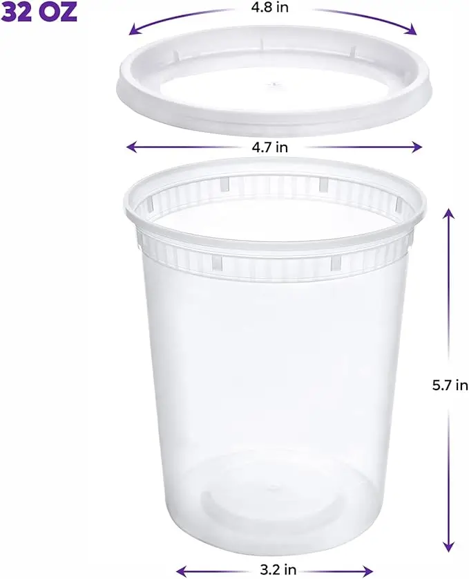**32 oz Plastic Food Storage Containers, 24-Pack, Disposable with Lids, Ideal for Soups, Sauces, or Snacks** 2