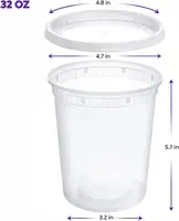 **32 oz Plastic Food Storage Containers, 24-Pack, Disposable with Lids, Ideal for Soups, Sauces, or Snacks** 2