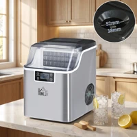 Machine à glaçons 20 kg/24 h avec réservoir d'eau de 3,2 L, chauffe-glaçons en acier inoxydable avec nettoyage automatique et minuterie, silencieuse, automatique, pour cuisine, fête, bureau, 25,2x36x37,1 cm, argent 7