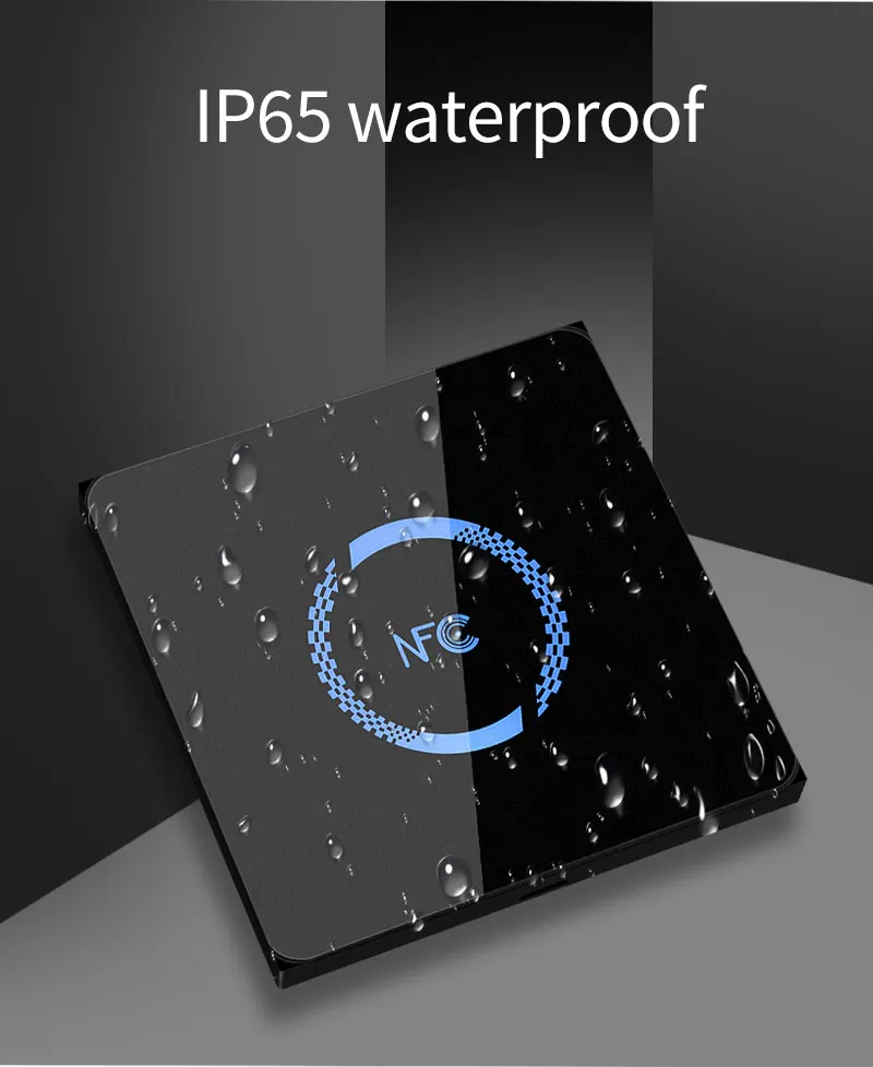 IP65 Waterproof NFC Wiegand LED Backlight Glass Panel M1 S50 EM Dual Band RFID