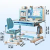 2Pcs/Set Kids Study Desk Chair Set, Height Adjustable Children School Study Table Chair Set with Sitting Corrector, Desk Chair 2