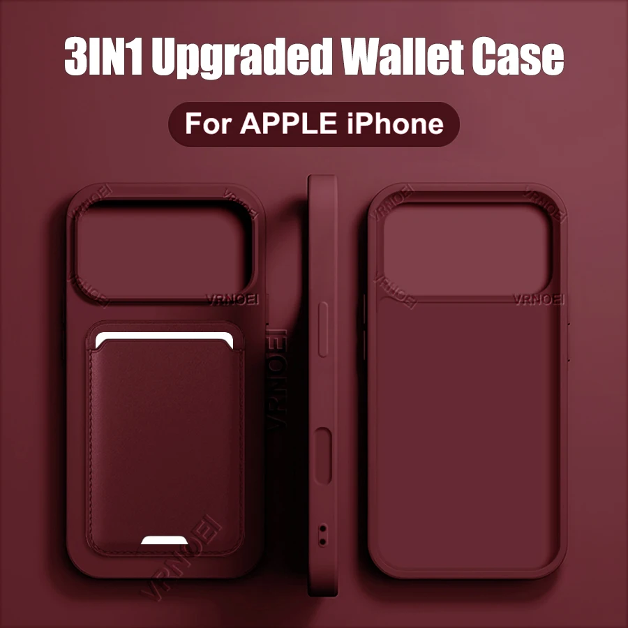 Enhanced Card Wallet Phone Case - Stylish Shockproof Back Cover with 3-in-1 Functionality