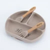 Personalized name Food Grade Baby Feeding Set with Spoon, fork,Silicone Suction Bowls and bib BPA Free - First Stage Self Feed 4