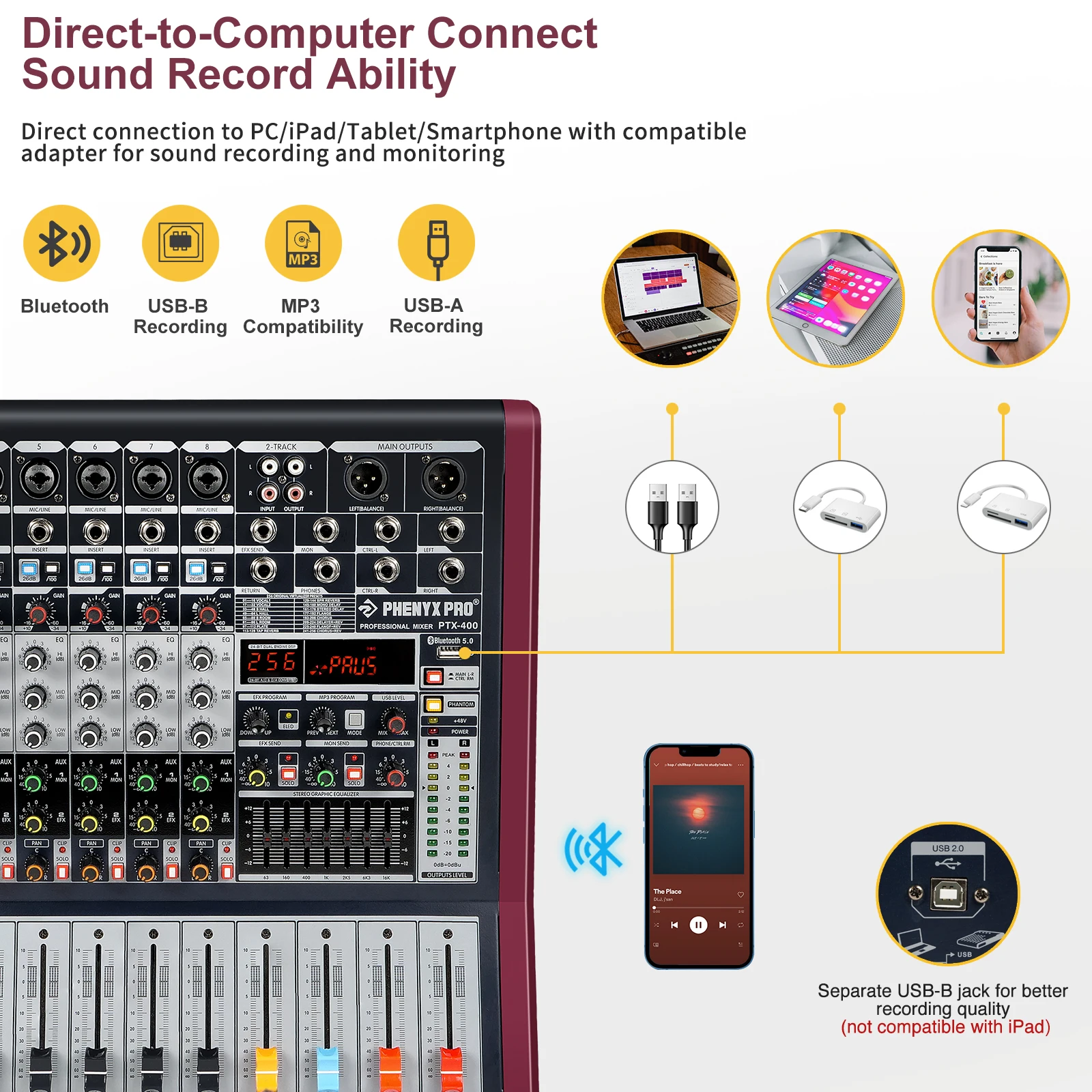 Phenyx Pro USB Audio Interface Audio Mixer PTX-10B Bundle with Male to  Female Snake XLR Patch Cable