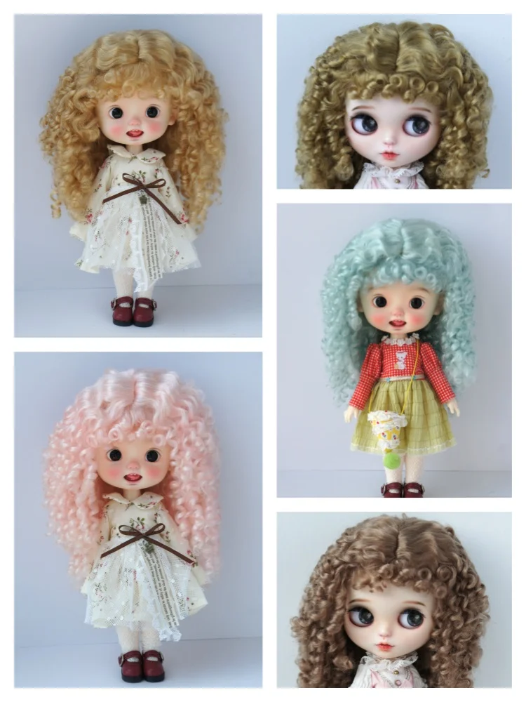 

D28002L New Material Combed Mohair BJD Wig For Size 10-11inch Qbaby Blythe Popular Extremrly Long Curly Doll Hair Accessories