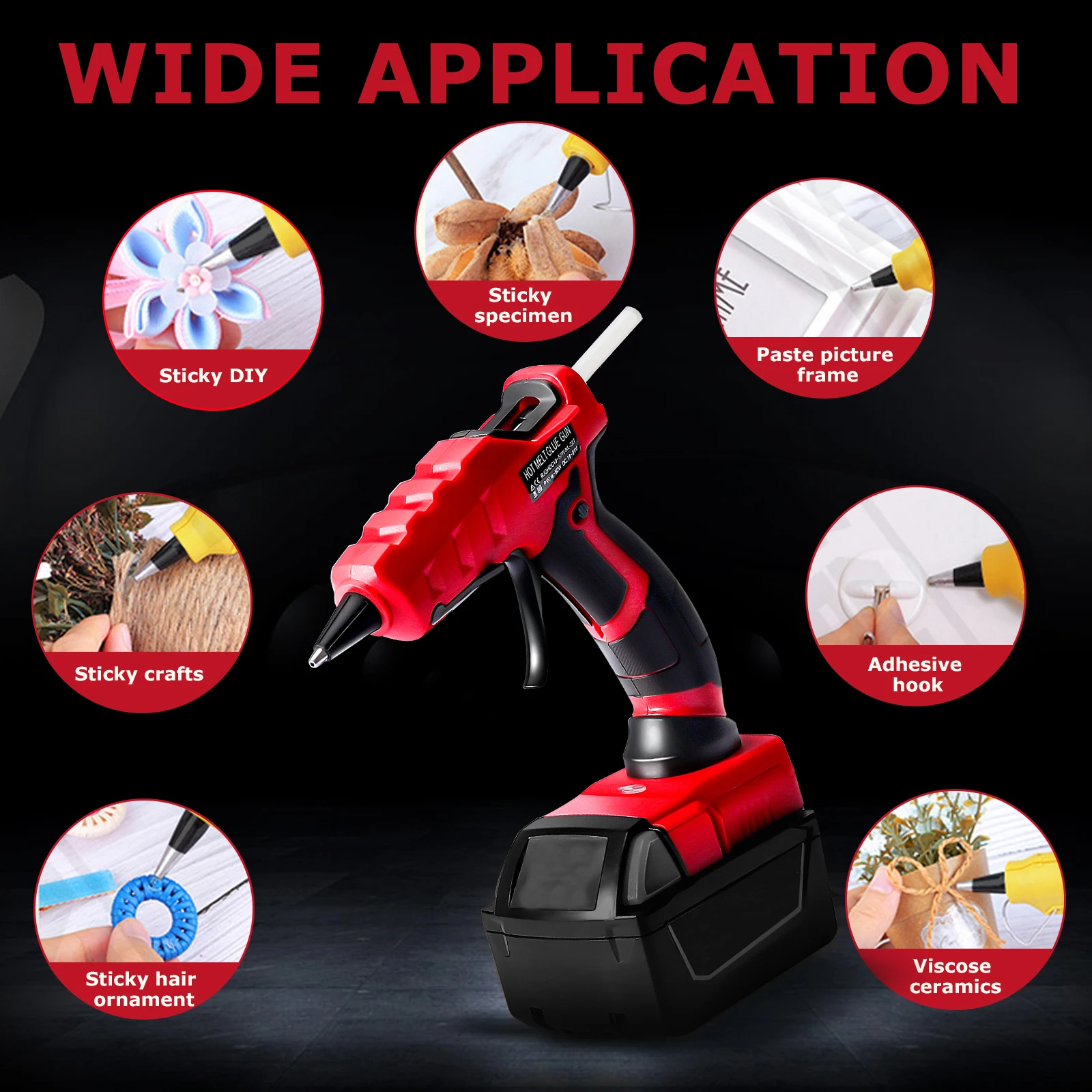 50W Cordless Hot Glue Gun for Milwaukee 18V Battery with 30pcs 7mm Sticks 30s Quick Preheat for Arts & Crafts & DIY (No Battery) 4