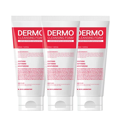 [W.피부연구소] [총660ml] 더모 클렌징폼 220ml X 3개 