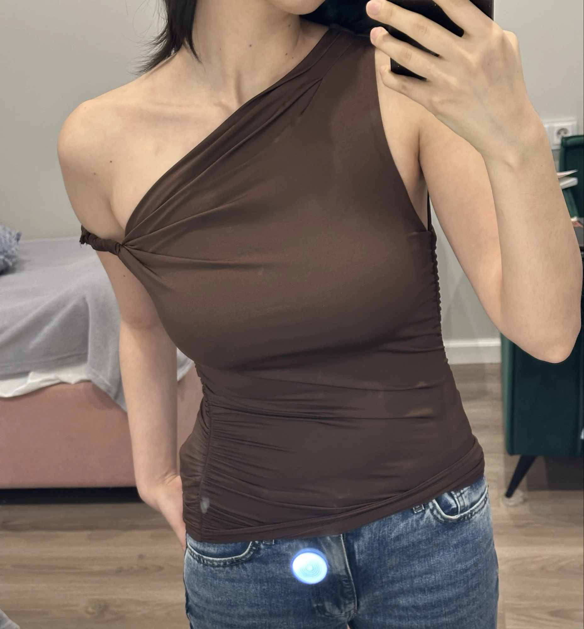 Effortless Off-Shoulder Summer Tank Top with Ruching photo review