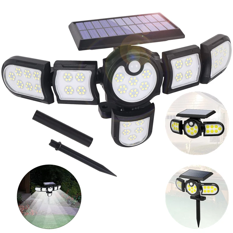 Solar Lights Outdoor 6 Adjustable Heads 2 Ways Install Solar Motion Sensor Wall Lights IP65 Waterproof LED Solar Security Lights 10pcs lot spring eagle claw light hook stage lighting clamps universal truss clamp light hooks for moving heads beam par lights