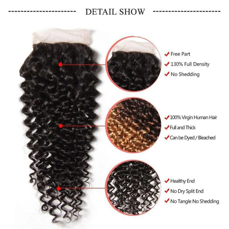 Human Hair Lace Closure 4x4 Swiss Top Lace Closure Kinky Curly Wave 100% Unprocessed Human Hair human hair lace closure