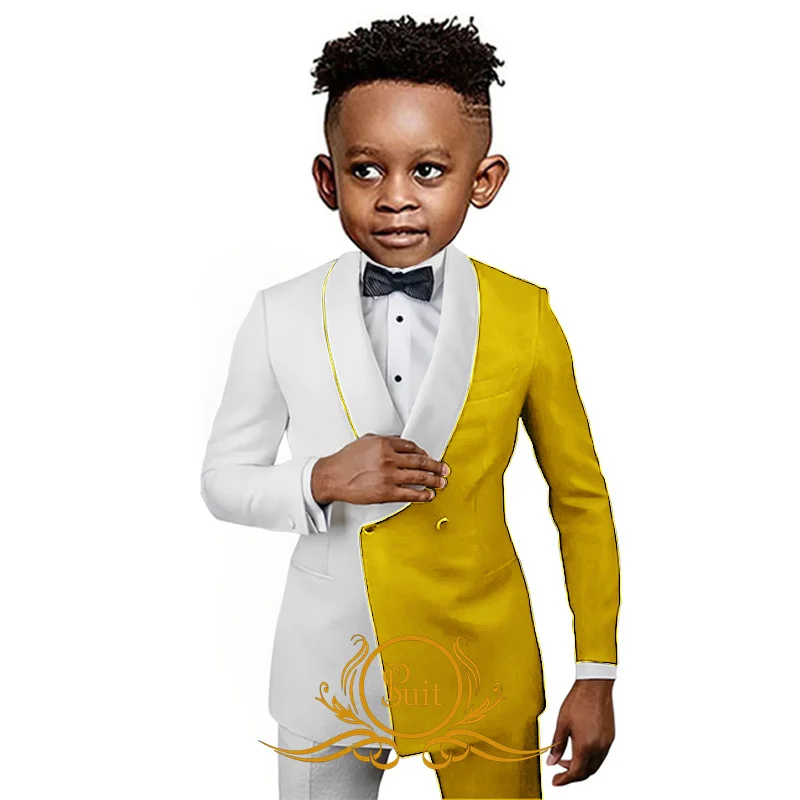 Vestito da bambino a blocchi di colore 2 pezzi smoking da sposa per feste di moda Blazer per bambini giacca doppiopetto abbigliamento per bambini