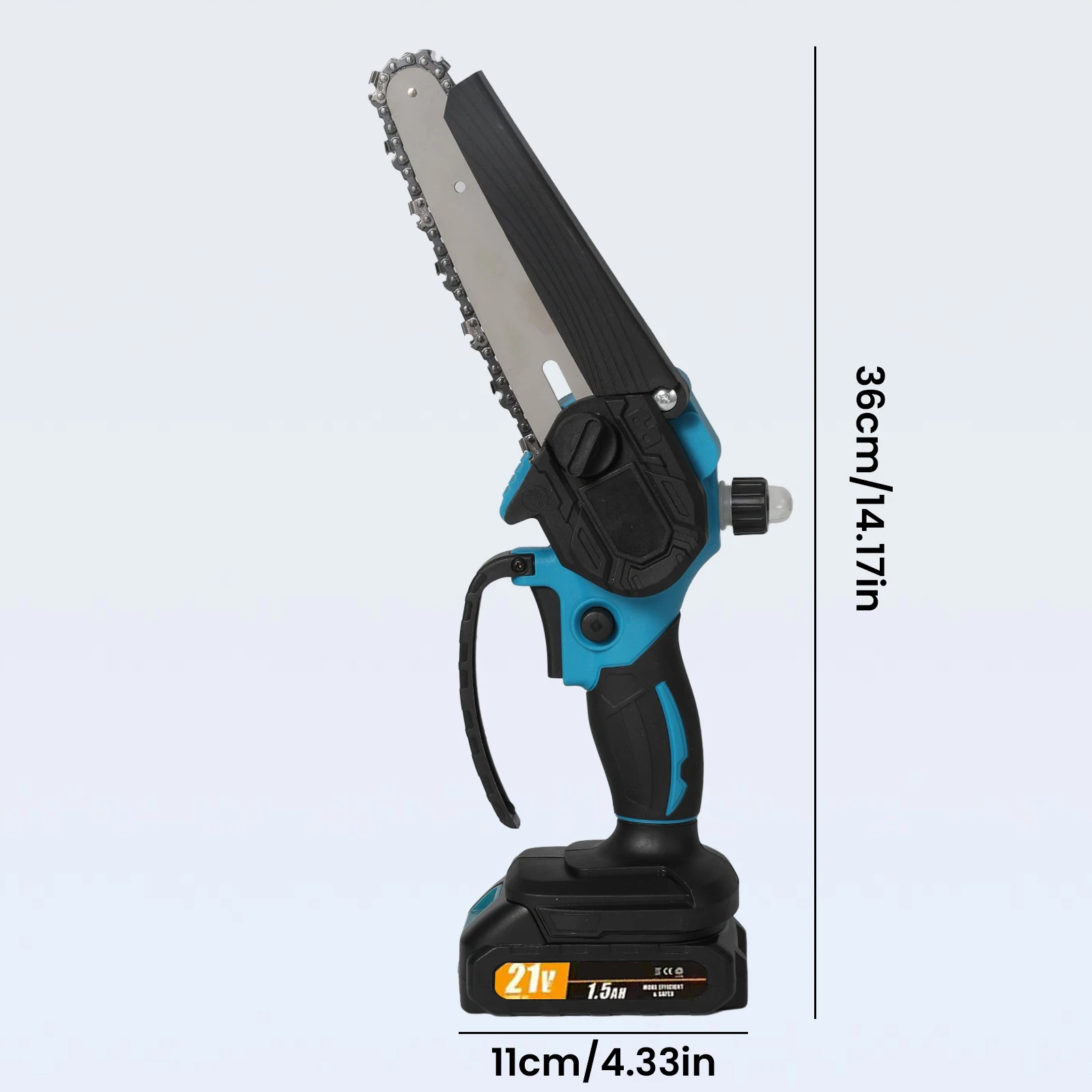 OWJHE Tool 6 Zoll tragbare, kabellose, wiederaufladbare elektrische Kettensäge mit zwei Akkus, Holzschneider, Garten- und Obstgarten-Schneidewerkzeug – Detail 5