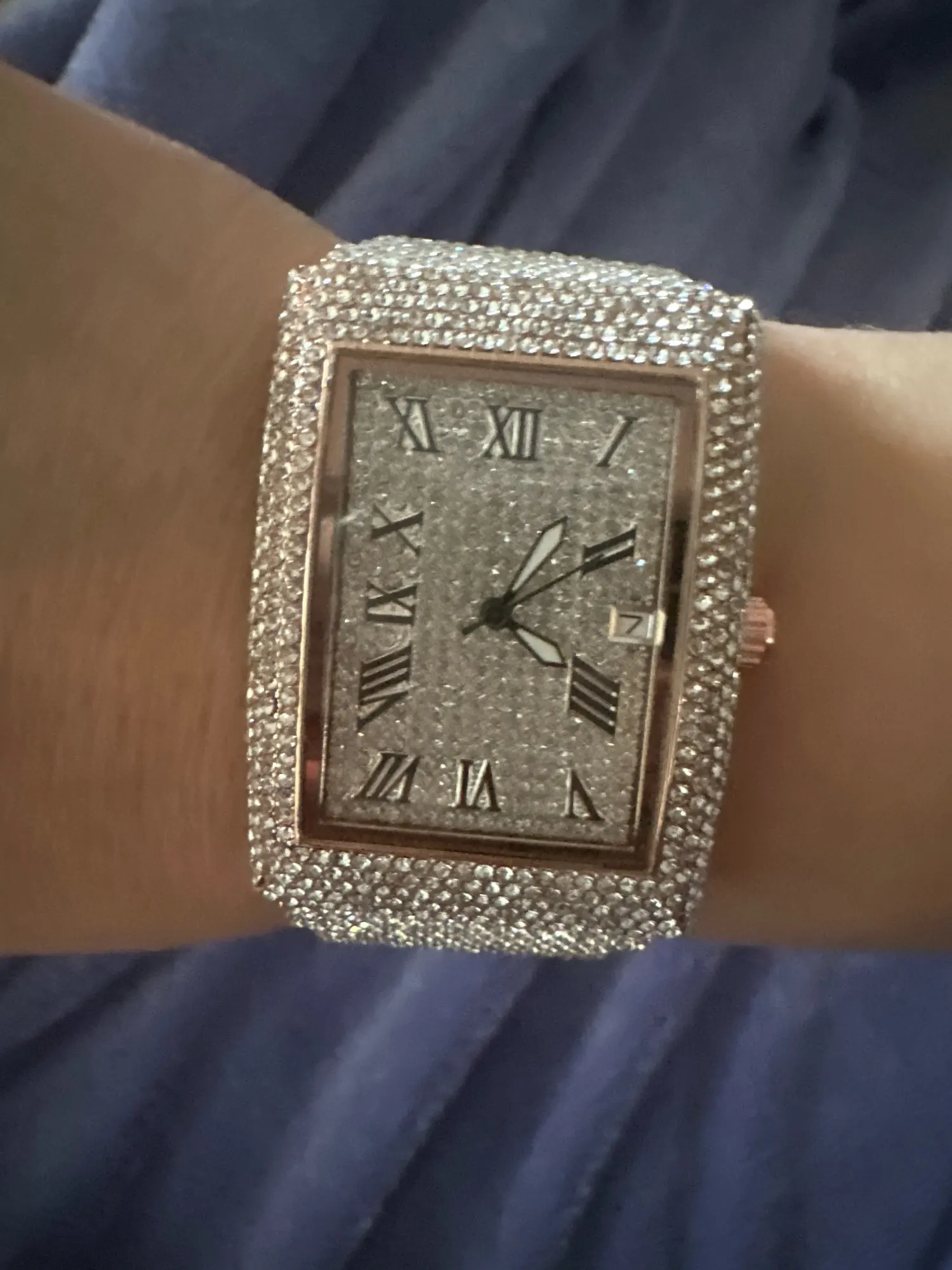 Gold Men's Watches Rectangle Dial Luxury Diamond Fashion Big Wristwatches Luminous Point Iced Quartz Watch For Men