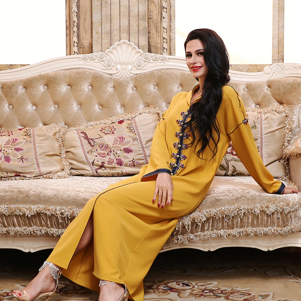 

BA9043 hooded woven handmade diamond inlaid gown banquet ethnic exotic style meat screen red dress dress