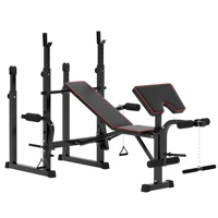 SPORTNOW Weight Bench with Bench Press Rack, Preacher Curl Bench, Leg Curl Machine, Incline or Flat Workout Bench for Home Gym