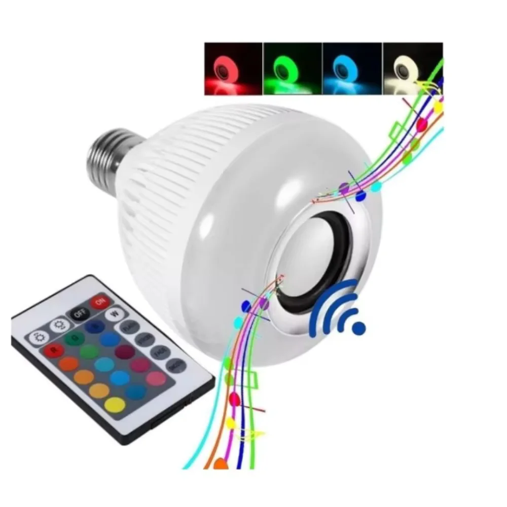 Lampada Bluetooth De Led Caixa De Som C Controle Rgb 12W - Imagem 4