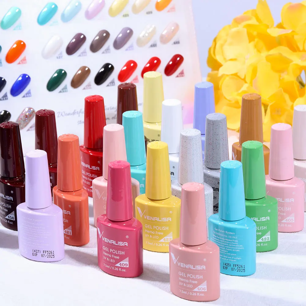 Nail Gel Polish VENALISA VIP4 7.5ml HEMA Free Semi Permanent Super Texture Gel Varnish Long Lasting Tempered TopCoat