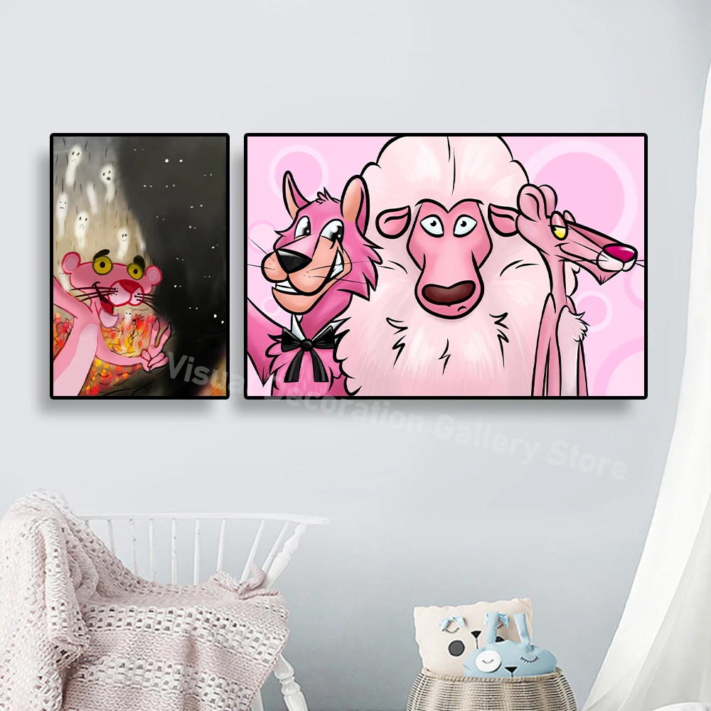 

Disney Cartoon Animal Pink Leopard Poster Canvas Prints Wall Art Living Room Kindergarten Home Decoration Painting Children Gift