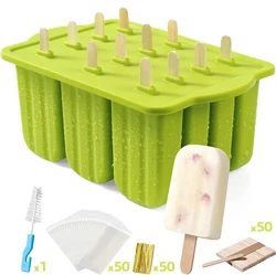 Summer Ice Cream Silicone Popsicle Molds with Wooden Sticks (Green)