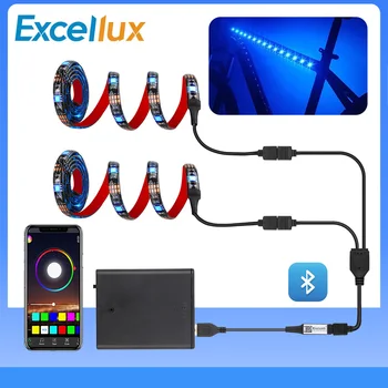 USB 블루투스 RGB LED 스트립 조명, 배터리 전원, TV 자전거 페달, 스케이트보드, 스쿠터, 야간 라이딩 LED 테이프