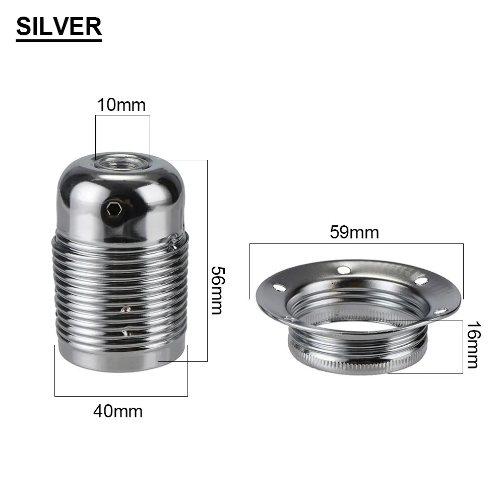 Description Picture 6 of itemVintage LED Lamp Hoder E27 E26 DIY Industrial Pendant Light Bulb Base With Ring Retro Screw Socket Fitting Adapter Lampholder
