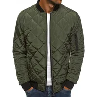 2022 new Men's Fashion Classic Zipper Men's Jacket Versatile Men's Winter Jacket Coat Men's Loose Rhombus Cotton Padded Clothes 2
