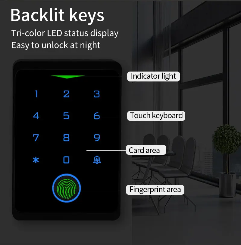 Wifi Tuya Backlit Fingerprint Door Access Keypad Waterproof RFID 125kHZ EM Card