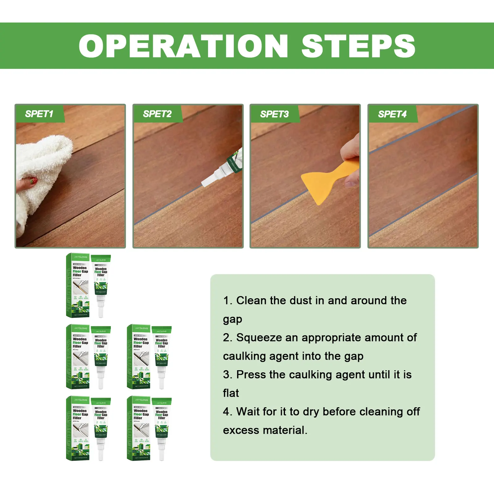 Jaysuing 100g Wooden Floor Gap Filler Strong Adhesion Mildewproof Repair Crack Waterproof Anti-fouling Wooden Floor Gap Adhesive