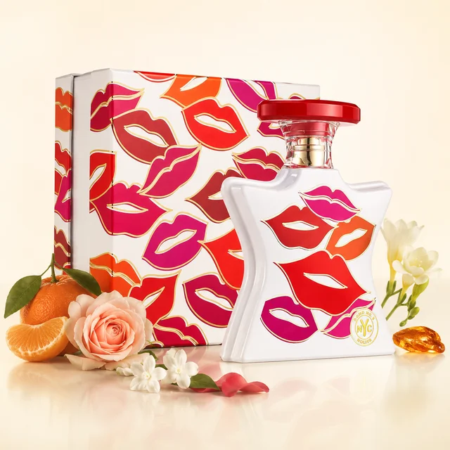 Bond No.9 Nolita Lip Mask Pattern White Curved Bottle Red Cap Women Eau De Parfum New York Floral Long Lasting Perfume Gift Set