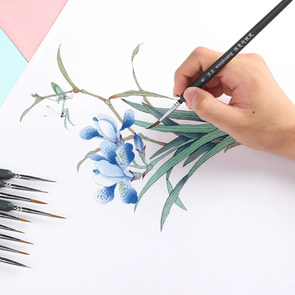 3Pcs/11Pcs 소형 후크 라인 펜 수채화 부드러운 머리 유화 여분의 머리 손으로 그린 ??브러시 구 아슈 아크릴 그림