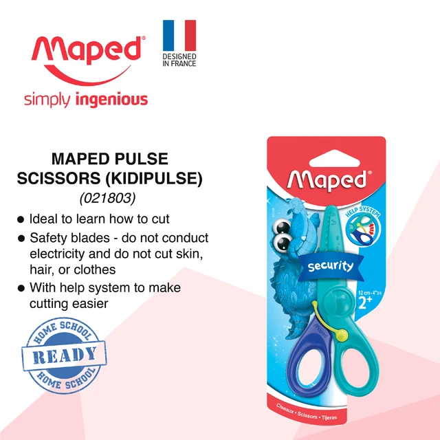 Maped Kidipulse 4.75 (12 cm) Spring-Assisted Plastic Safety Scissors with  Flexible Asymmetrical Handles - AliExpress