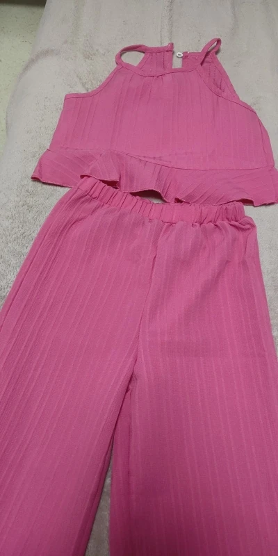 Halter Cami Top and Flowy Wide Leg Pants Set photo review