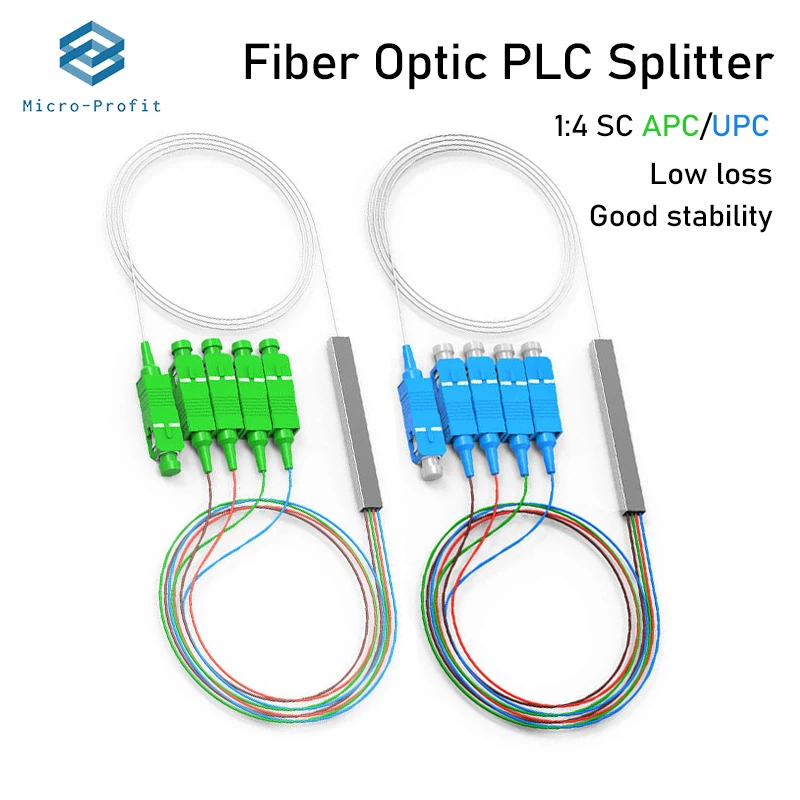 Plc Splitter 1 X4 Sc Apc/Upc 2/10Pcs Optica Fiber Spliter Single Mode 1M Mini Steel Tube Type Splitter 1:4 Connettore Ottico Veloce