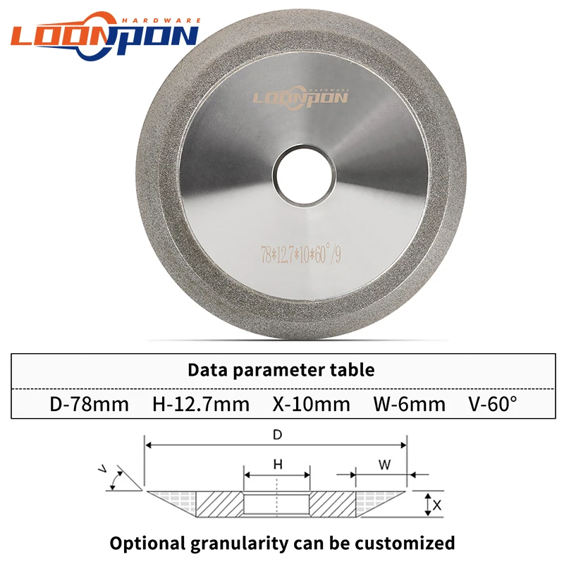 Diamond Grinding Wheel Disc 78mm 200Grit for Carbide Metal Tungsten Steel Milling Cutter Tool abrasive wheel grinding disc grinding wheel