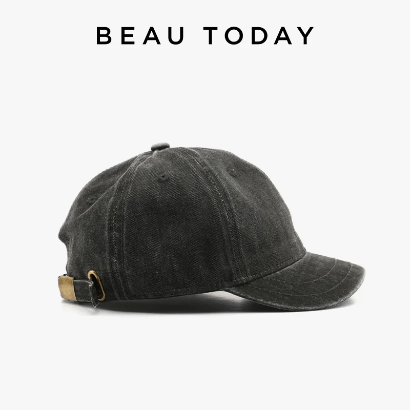 

BEAUTODAY Short Brimmed Baseball Caps Women Cotton Outdoor Sports Street Individuality Solid Color Handmade H26