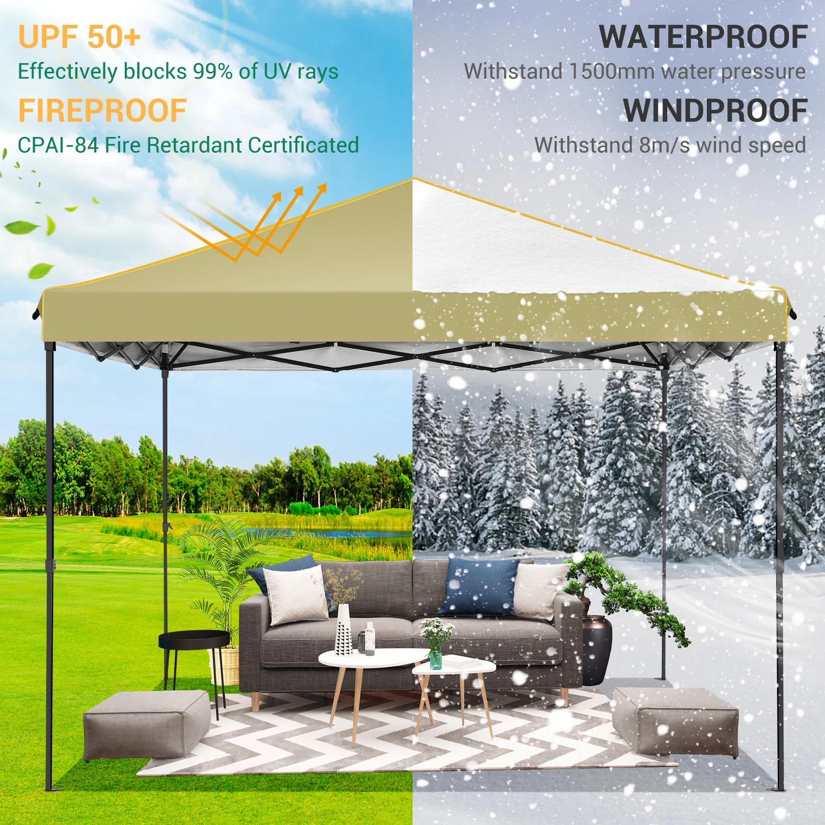 3x3m Pop Up Canopy Tent Folding Gazebo With 4 Sidewall Outdoor Commercial Instant Gazebo Tent For Party Garden Backyard Wedding